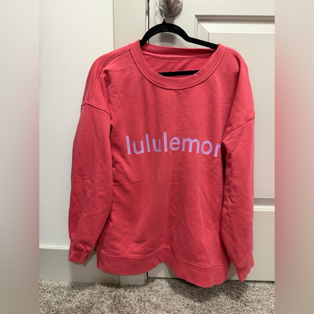 Lulu Lemon Large Hot Pink With Light Pink Lettering Sweatshirt. 💕⚡️